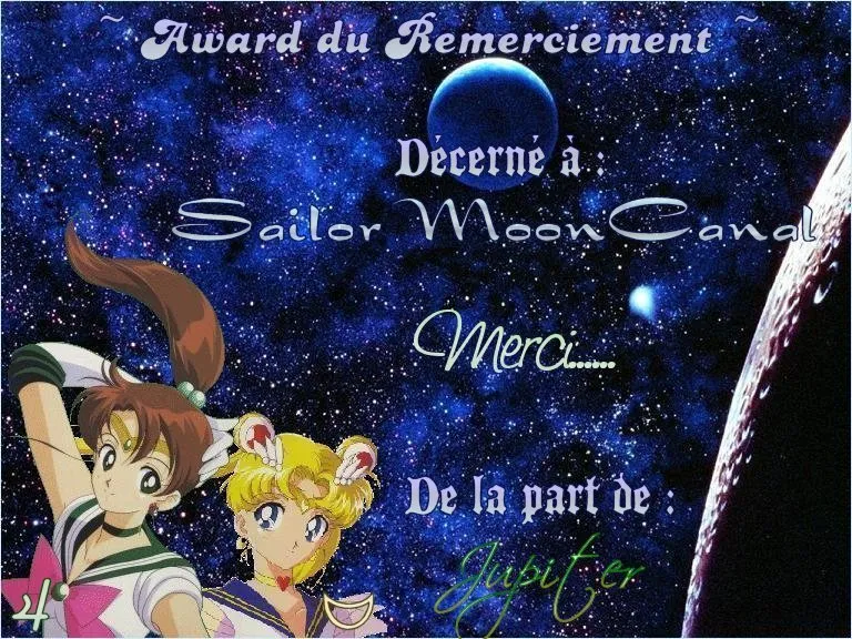 Certificat offert à Sailor Moon Canal